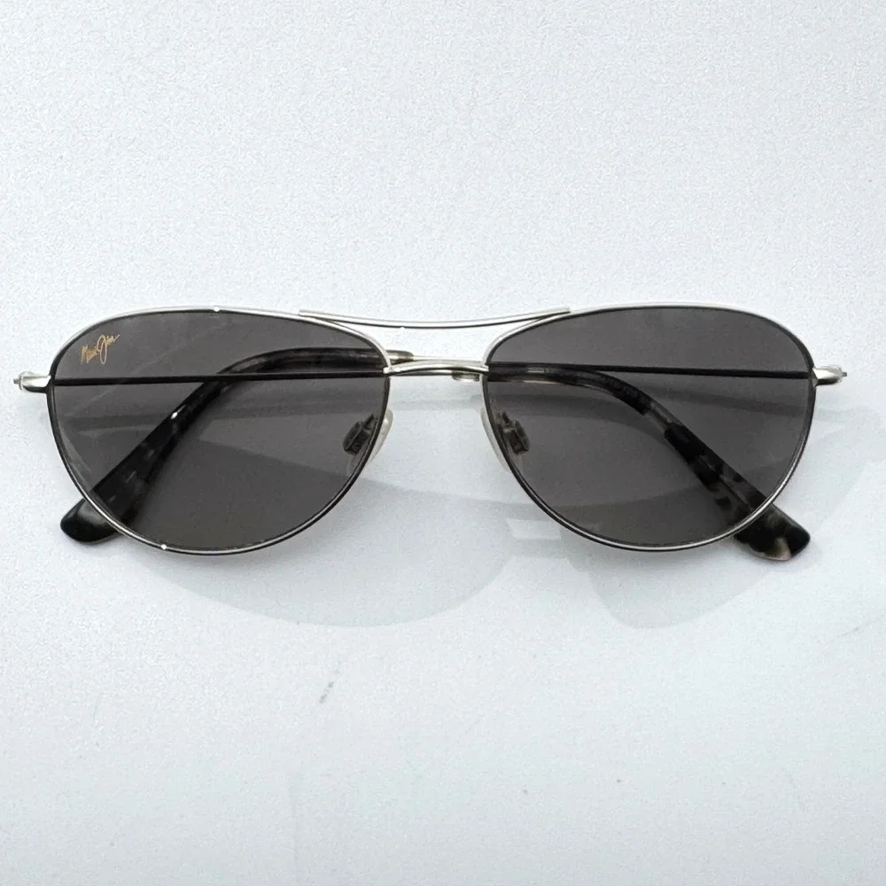 Maui Jim Sunglasses Baby Beach ME-SG MJ245-17 Silver Aviator Gray Polarized 56mm